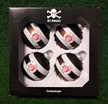 FC St. Pauli - Christbaumkugeln Logo Streifen 4er-Set