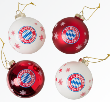 FC Bayern München - Christbaumkugeln 4er-Set rot/weiß
